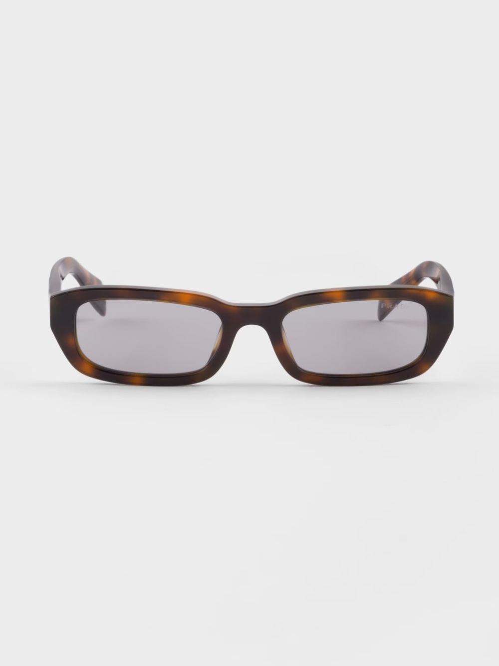 Prada Brown Tortoiseshell Rectangular Sunglasses with Gray Lenses